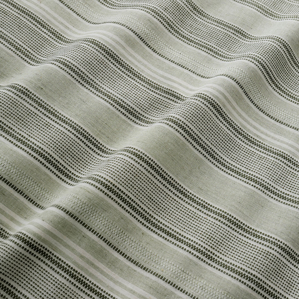 Close-up of the soft 100% cotton yarn-dyed woven fabric on the Appletree Wide Stripe duvet cover set.