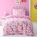 Bedlam Bow and Stripes reversible duvet cover set in pink with a playful bow design.