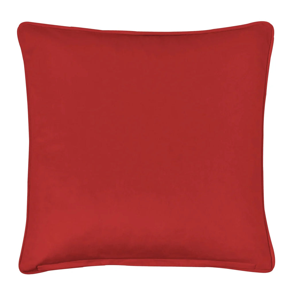 Bedlam Farmyard Friends velvet cushion with a red reverse