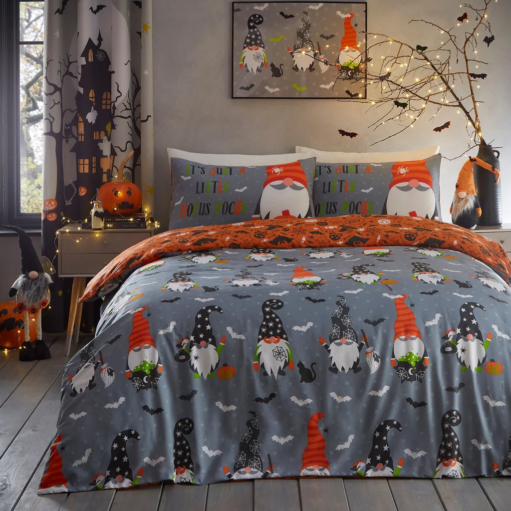 Bedlam Scary Gonks Halloween duvet cover set styled in a spooky children's bedroom.
