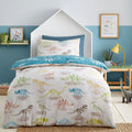 Bedlam Skeleton Dino reversible polycotton duvet cover set in natural.