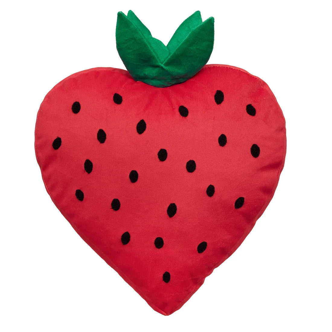 Bedlam strawberry shaped velvet cushion in red.