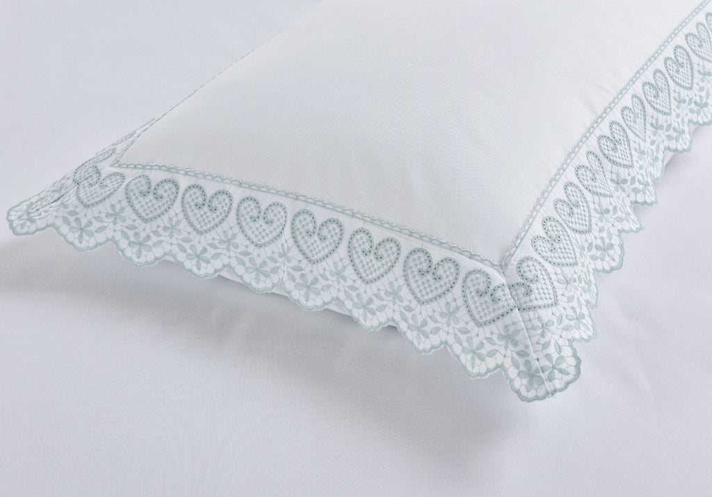Close-up of the soft cotton-rich fabric on the Belle Maison Elise duvet cover set.