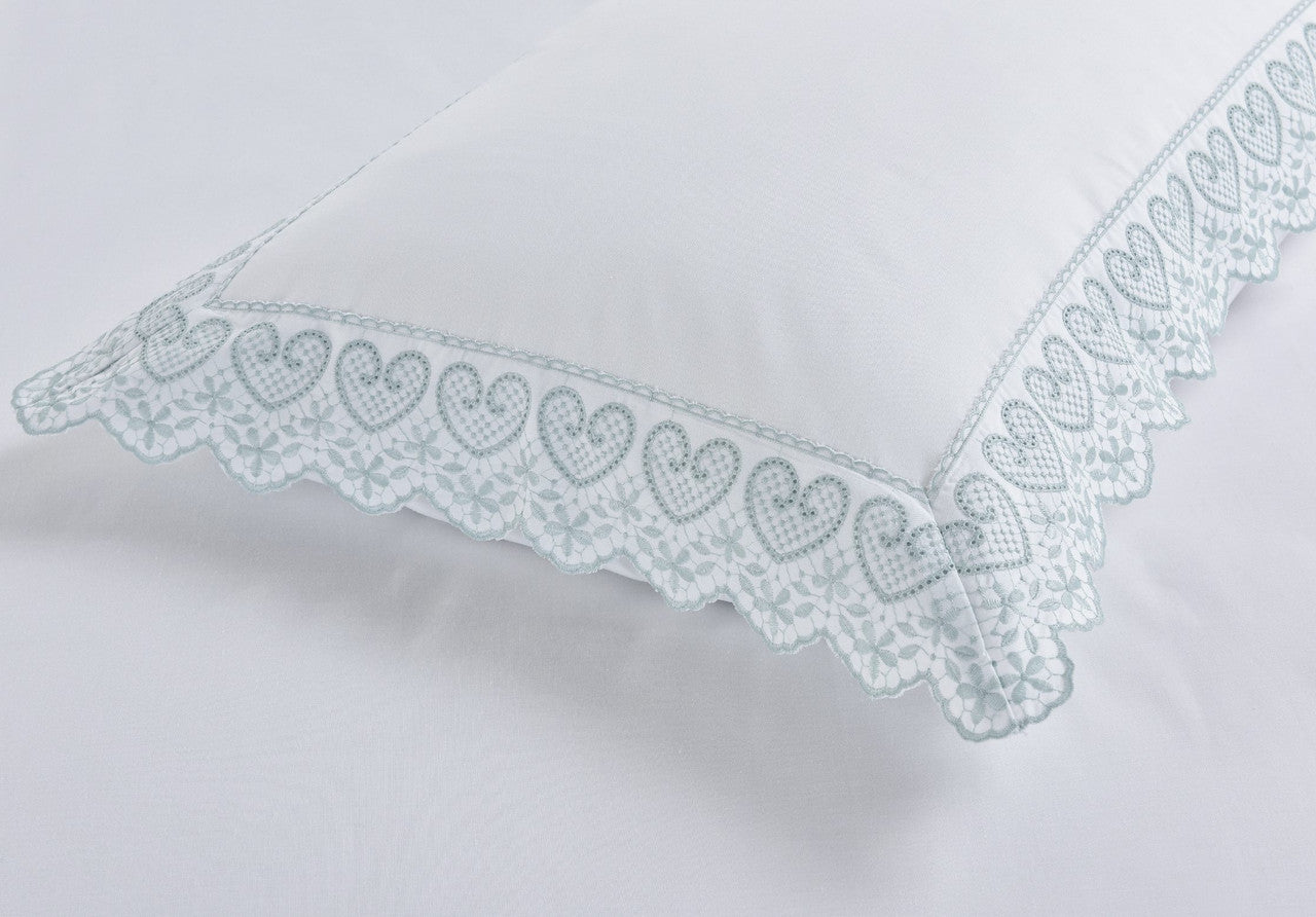 Close-up of the soft cotton-rich fabric on the Belle Maison Elise duvet cover set.