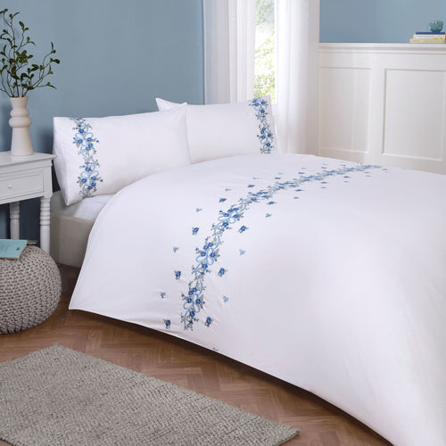 Belle Maison Floral Ribbon embroidered duvet cover set with elegant floral detailing.
