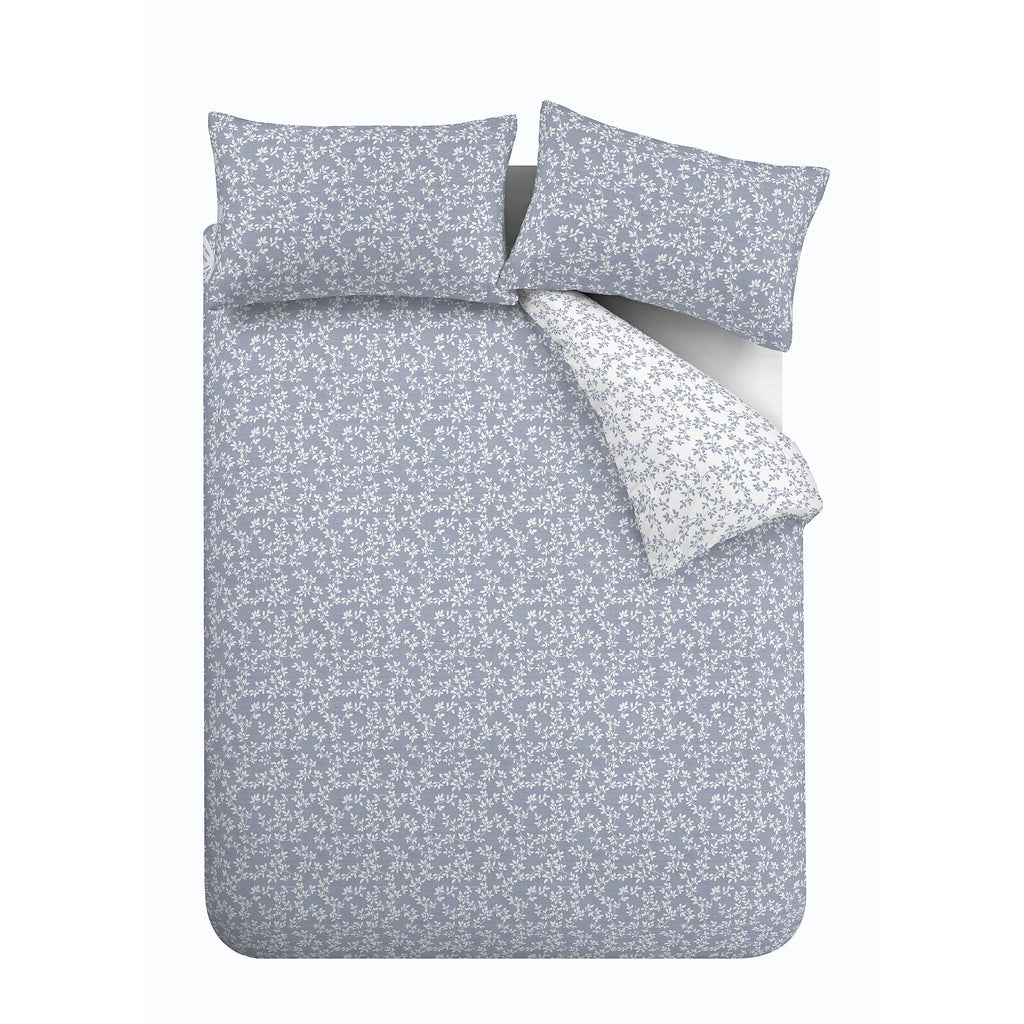 Bianca Shadow Leaves 200TC Cotton Duvet Cover Set French Blue