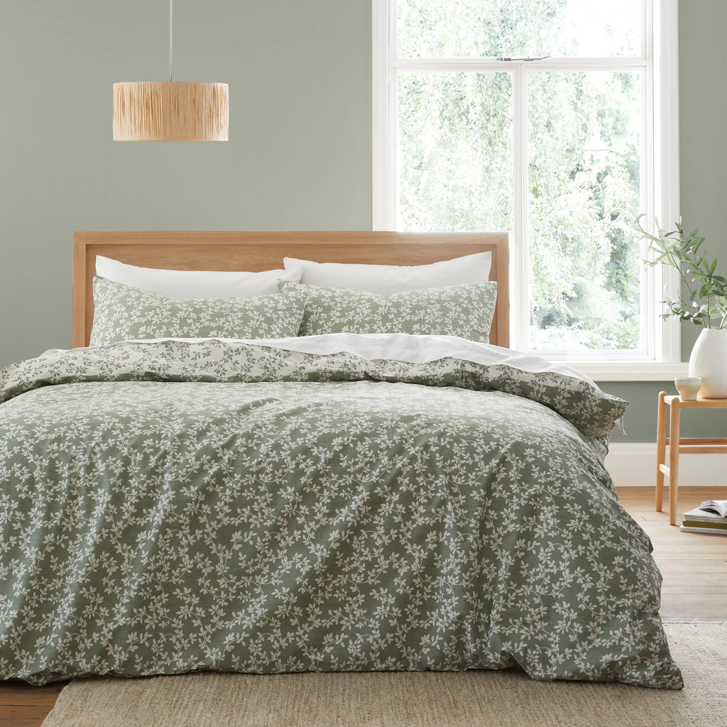 Bianca Shadow Leaves 200TC Cotton Duvet Cover Set Green
