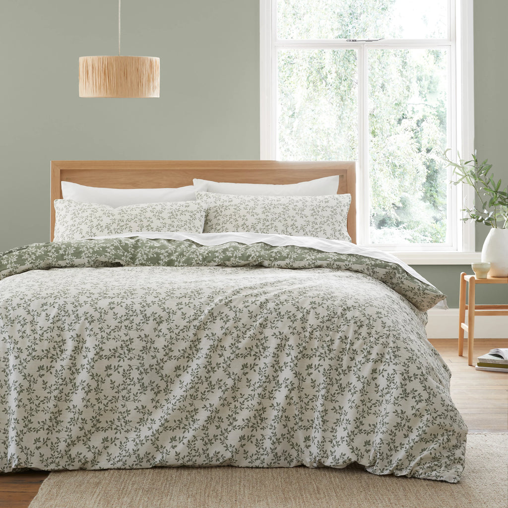 Bianca Shadow Leaves 200TC Cotton Duvet Cover Set Green