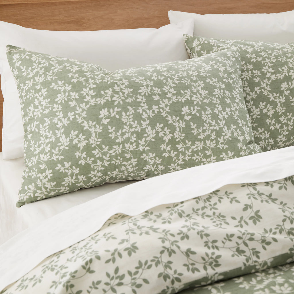 Bianca Shadow Leaves 200TC Cotton Duvet Cover Set Green