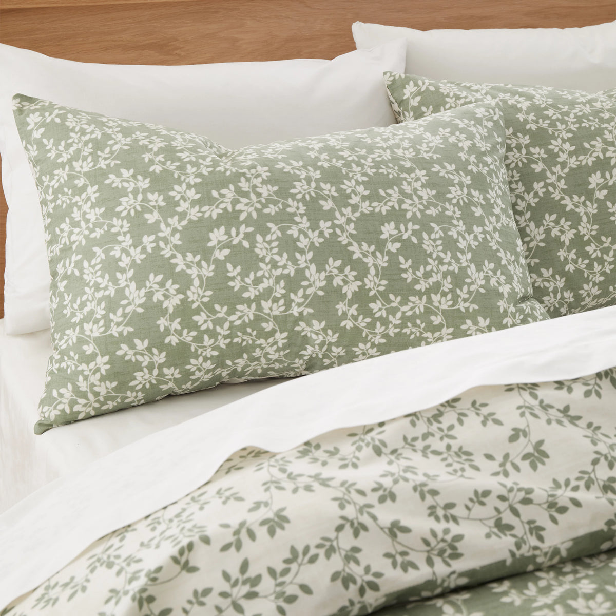 Bianca Shadow Leaves 200TC Cotton Duvet Cover Set Green