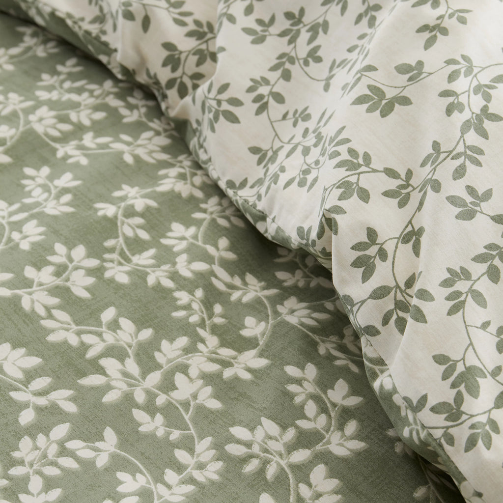 Bianca Shadow Leaves 200TC Cotton Duvet Cover Set Green