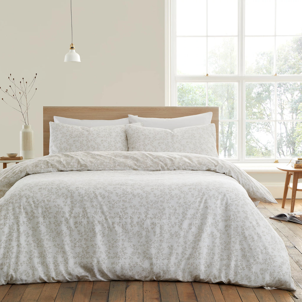 Bianca Shadow Leaves 200TC Cotton Duvet Cover Set Natural