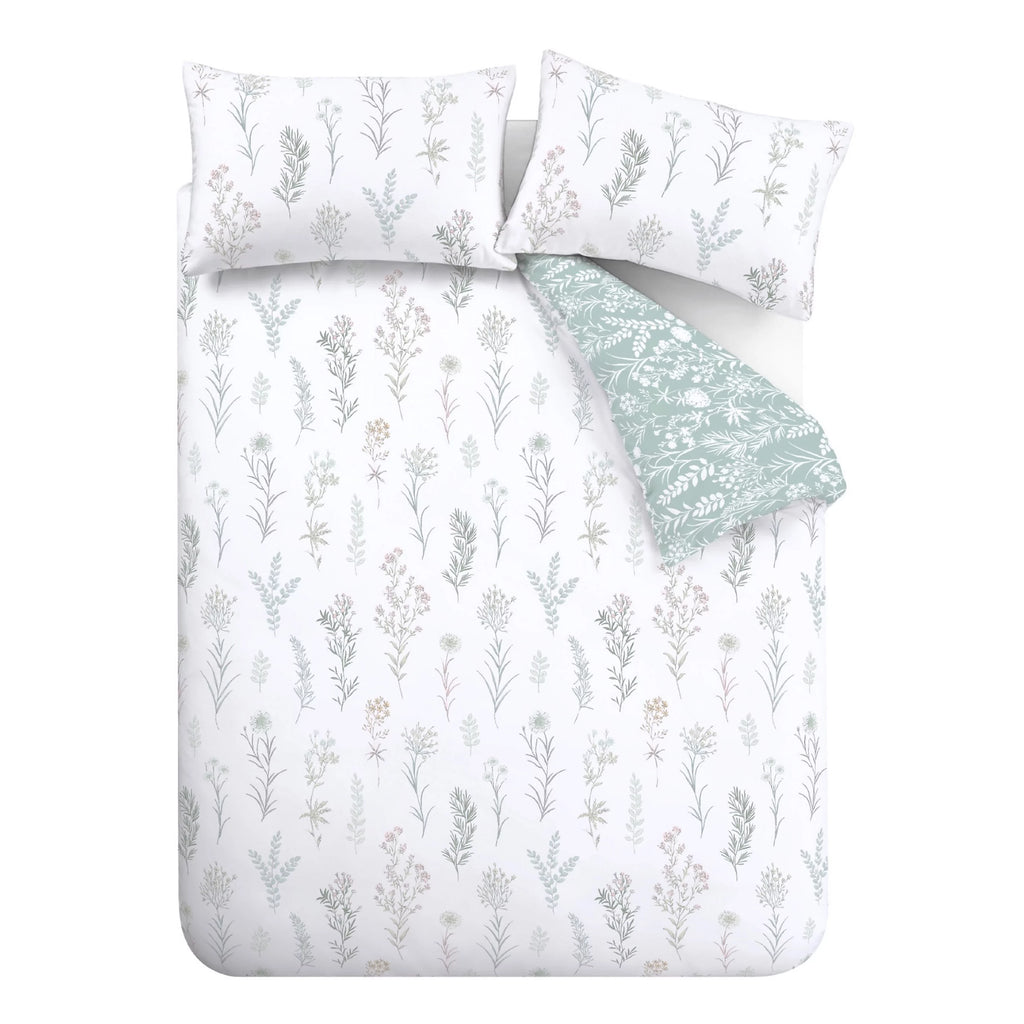 Bianca Wild Flowers 200TC Cotton Reversible Duvet Set Green