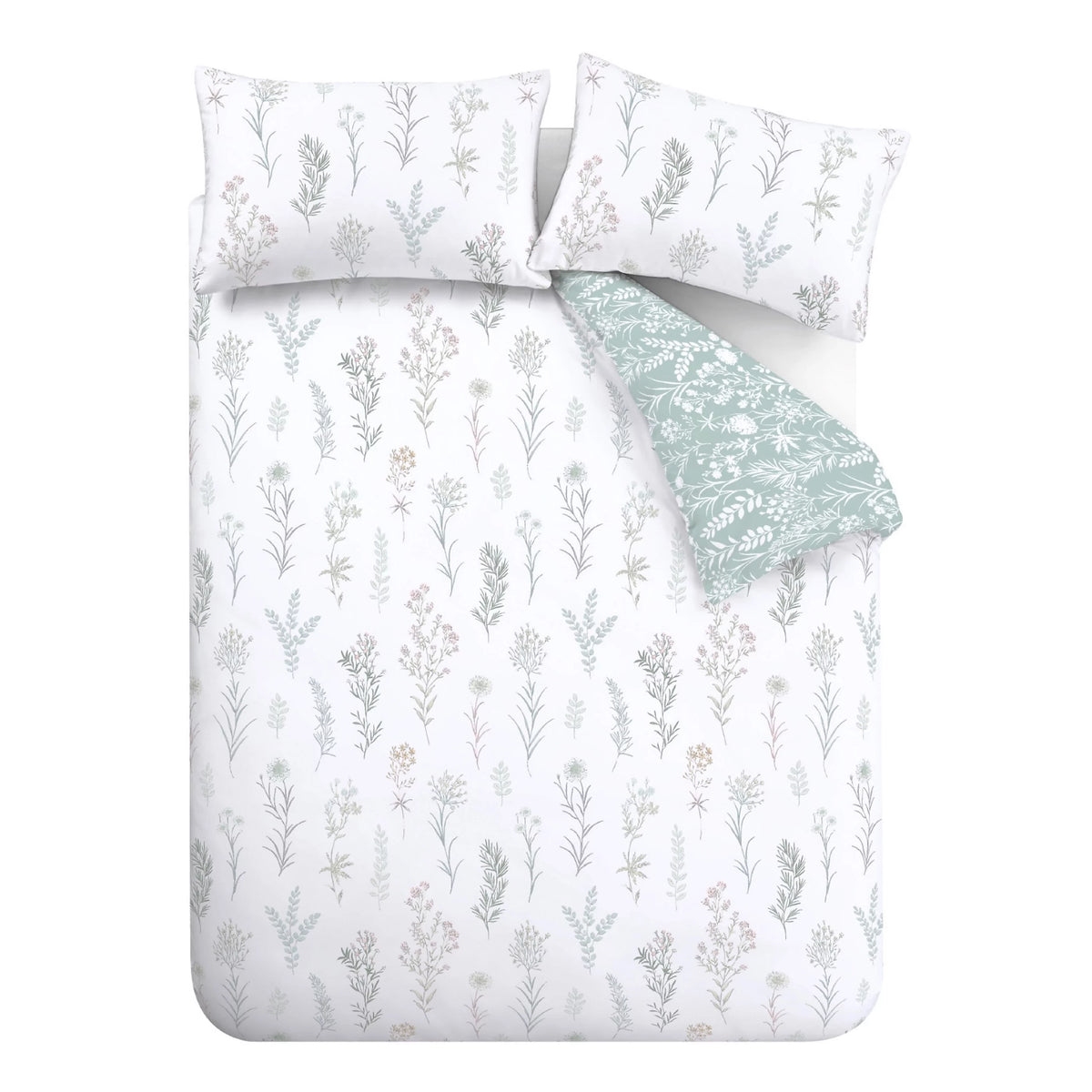 Bianca Wild Flowers 200TC Cotton Reversible Duvet Set Green