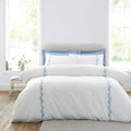 Bianca Camille Embroidered Floral 200TC Cotton Duvet Set White Blue