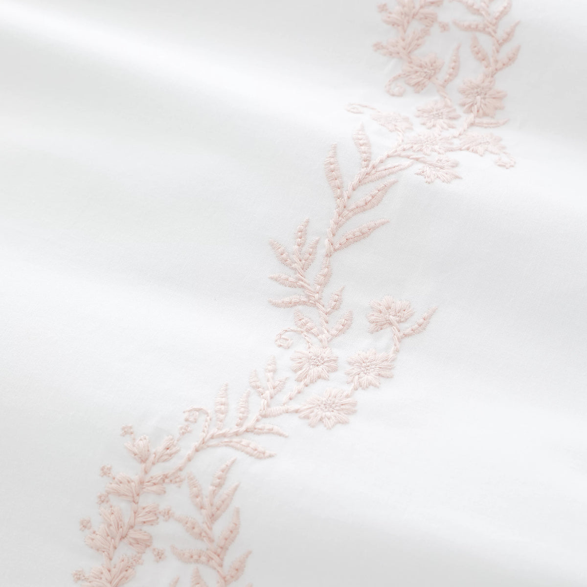 Bianca Camille Embroidered Floral 200TC Cotton Duvet Set White Pink