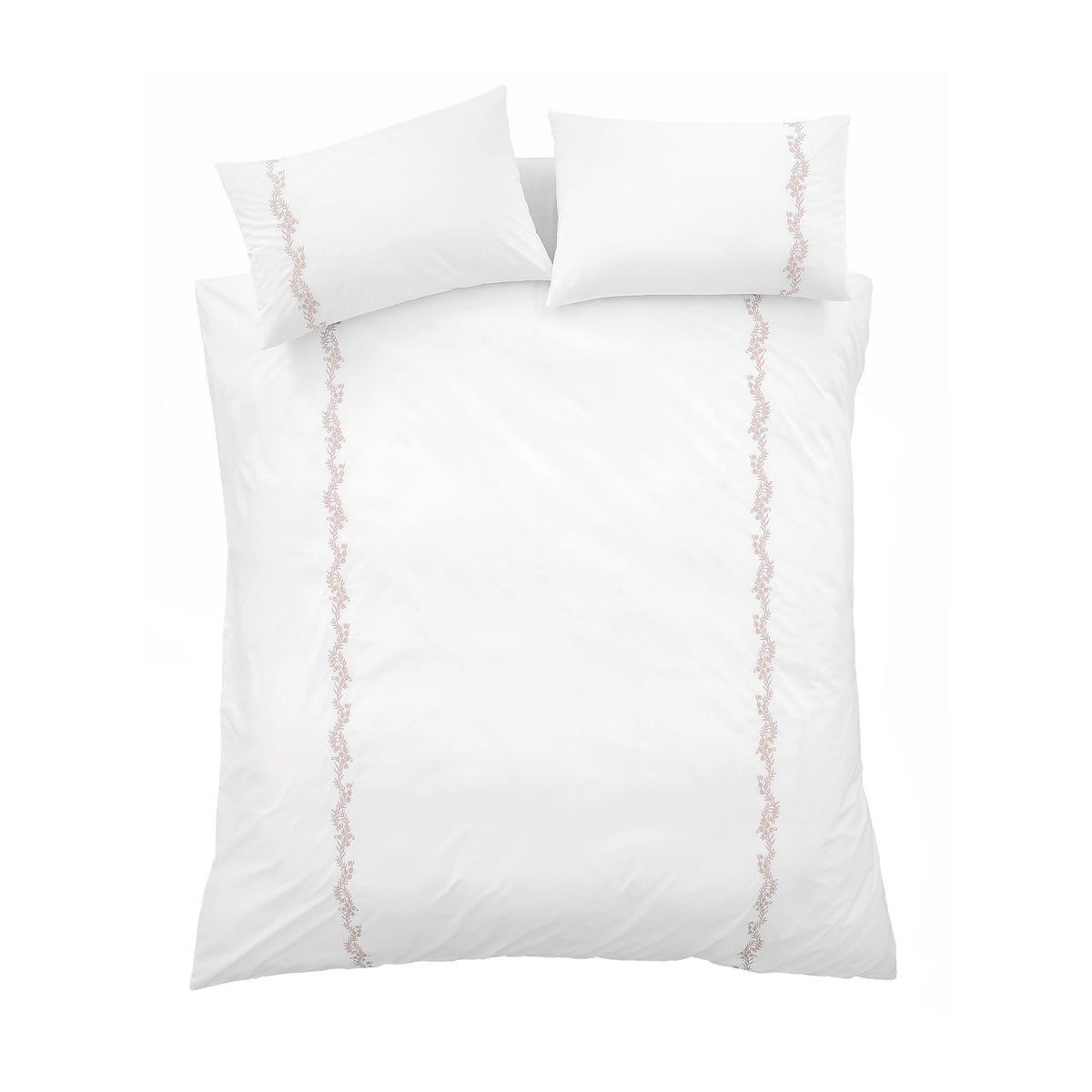 Bianca Camille Embroidered Floral 200TC Cotton Duvet Set White Pink