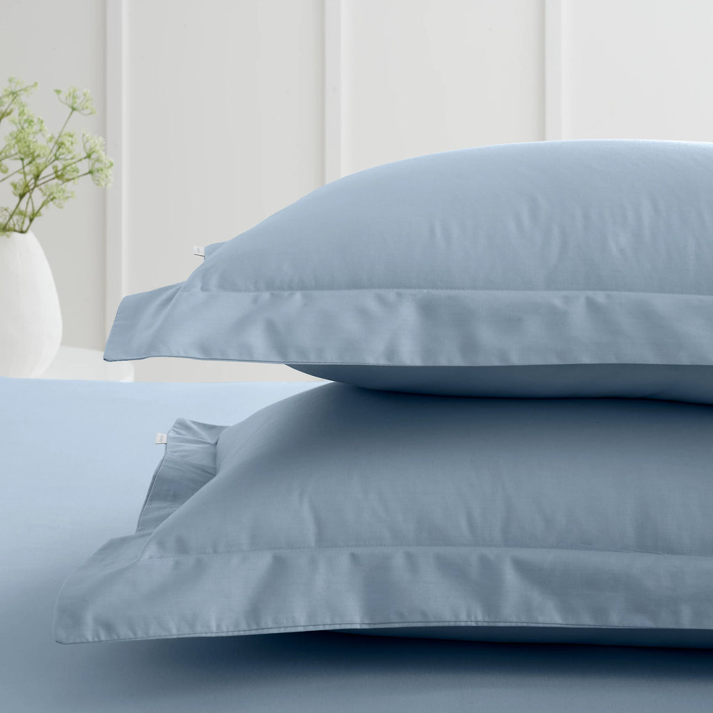 Bianca Fine Linens 200 Thread Count Cotton Percale Oxford Pillowcase Pair Blue