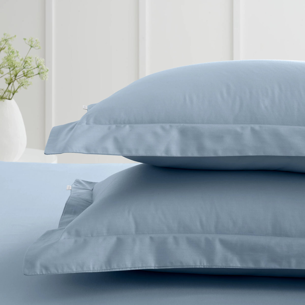 Bianca Fine Linens 200 Thread Count Cotton Percale Oxford Pillowcase Pair Blue