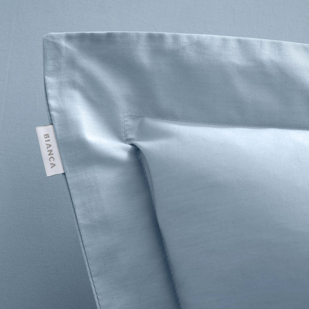 Bianca Fine Linens 200 Thread Count Cotton Percale Oxford Pillowcase Pair Blue