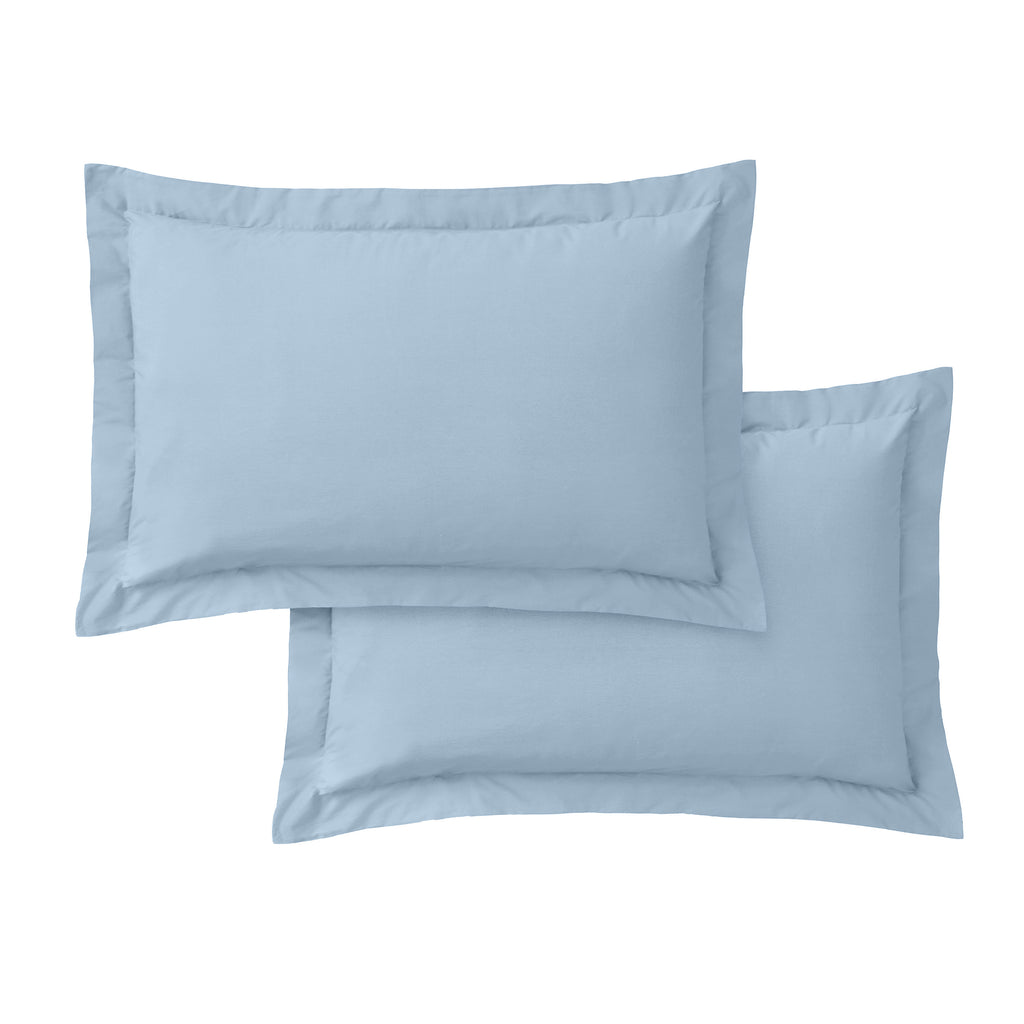 Bianca Fine Linens 200 Thread Count Cotton Percale Oxford Pillowcase Pair Blue