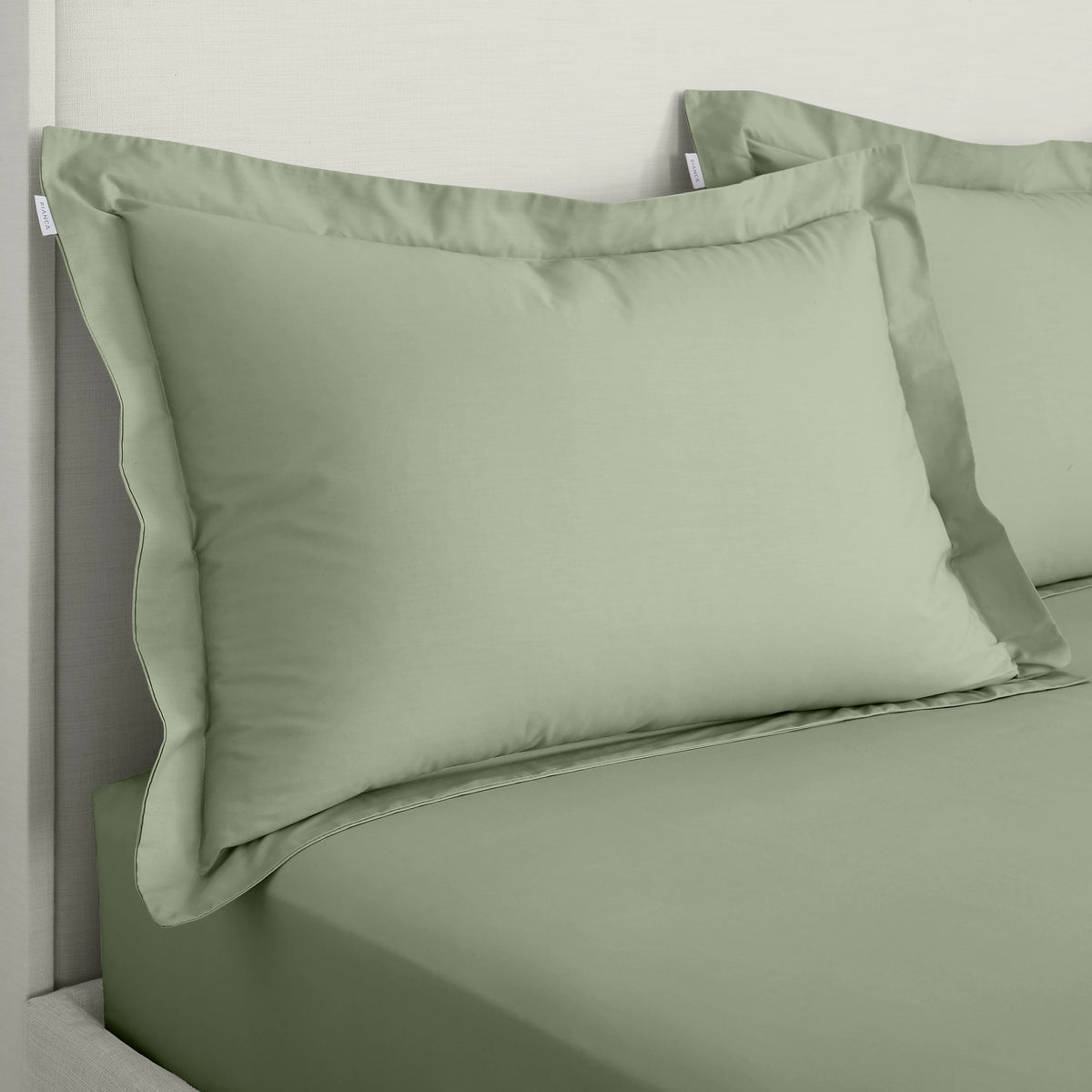 Bianca Fine Linens 200 Thread Count Cotton Percale Oxford Pillowcase Pair Sage Green