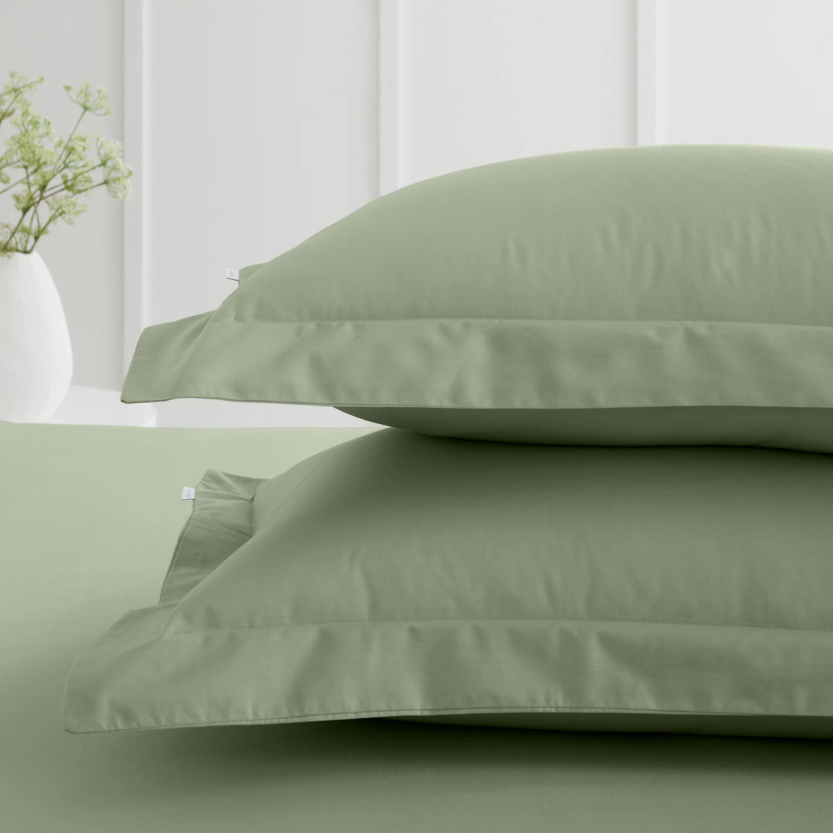 Bianca Fine Linens 200 Thread Count Cotton Percale Oxford Pillowcase Pair Sage Green