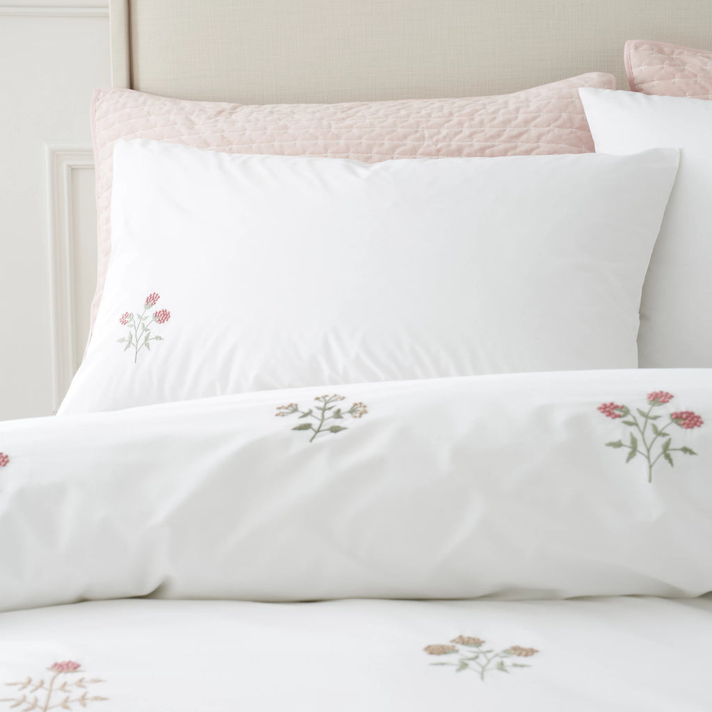 Bianca Adeline Floral Embroidered 200TC Cotton Duvet Set White