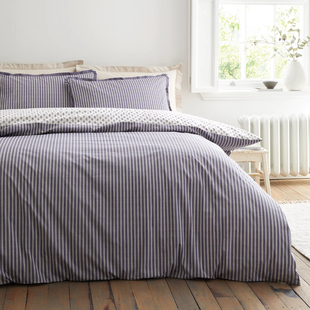 Bianca Amelie 200TC Cotton Reversible Duvet Cover Set Blue