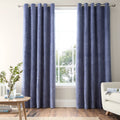 Bianca Fine Linens Attica Velvet Blackout Eyelet Curtains in Blue