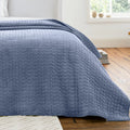 Bianca Attica Velvet Embroidered Bedspread Blue 240x260cm