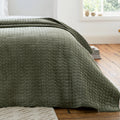 Bianca Attica Velvet Embroidered Bedspread Green 240x260cm