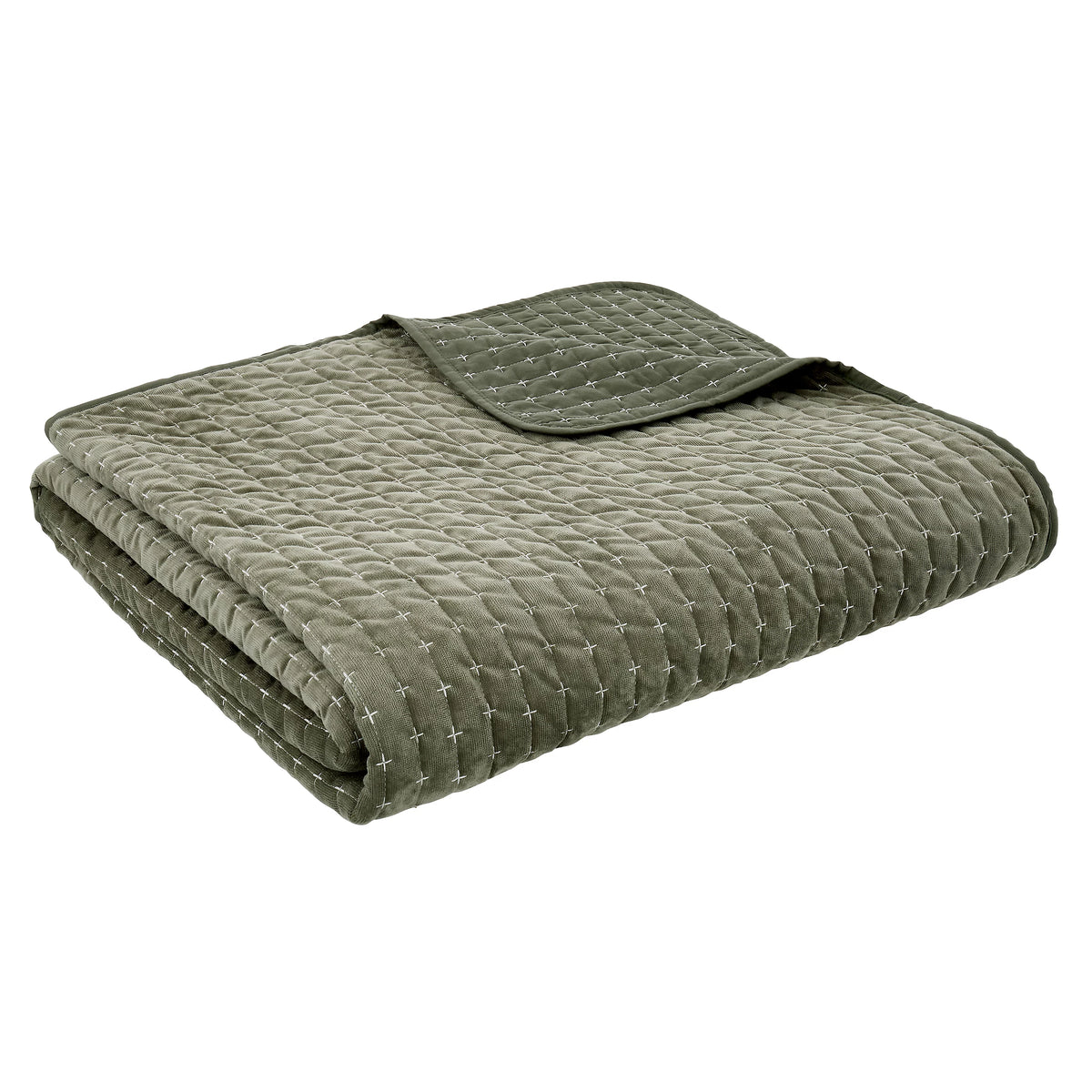 Bianca Attica Velvet Embroidered Bedspread Green 240x260cm