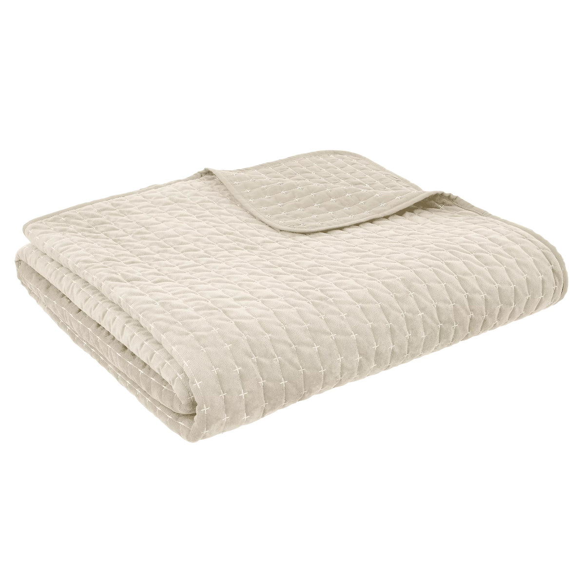 Bianca Attica Velvet Embroidered Bedspread Natural 240x260cm