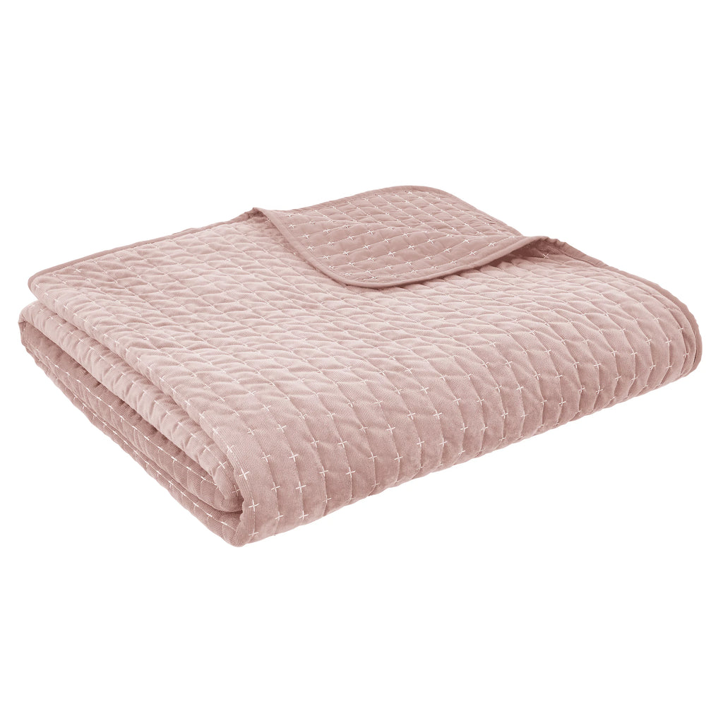 Bianca Attica Velvet Embroidered Bedspread Pink 240x260cm