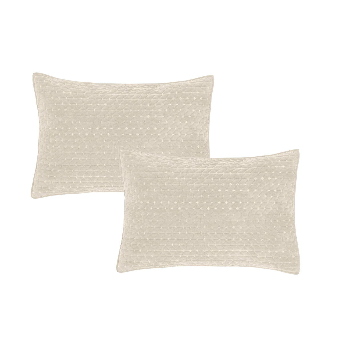 Bianca Fine Linens Attica Velvet Embroidered Pillow Sham Pair Natural