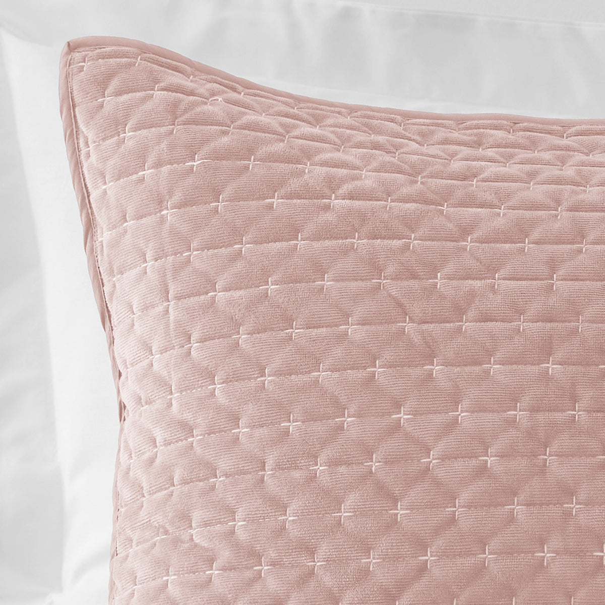 Bianca Fine Linens Attica Velvet Embroidered Pillow Sham Pair Pink