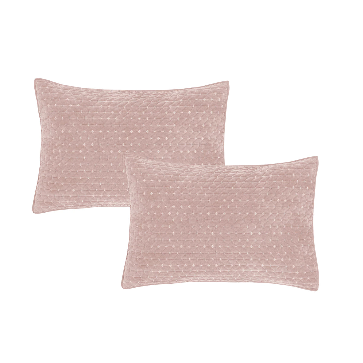Bianca Fine Linens Attica Velvet Embroidered Pillow Sham Pair Pink