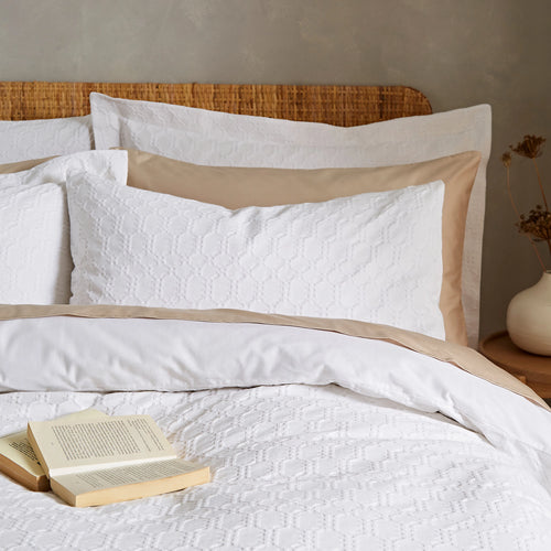 Bianca Waffle Cotton Circle Duvet Cover Set White