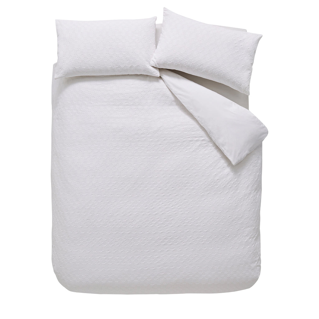 Bianca Waffle Cotton Circle Duvet Cover Set White