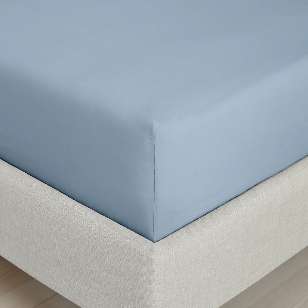 Bianca Fine Linens 200 Thread Count Cotton Percale Fitted Sheet 32cm Depth Blue