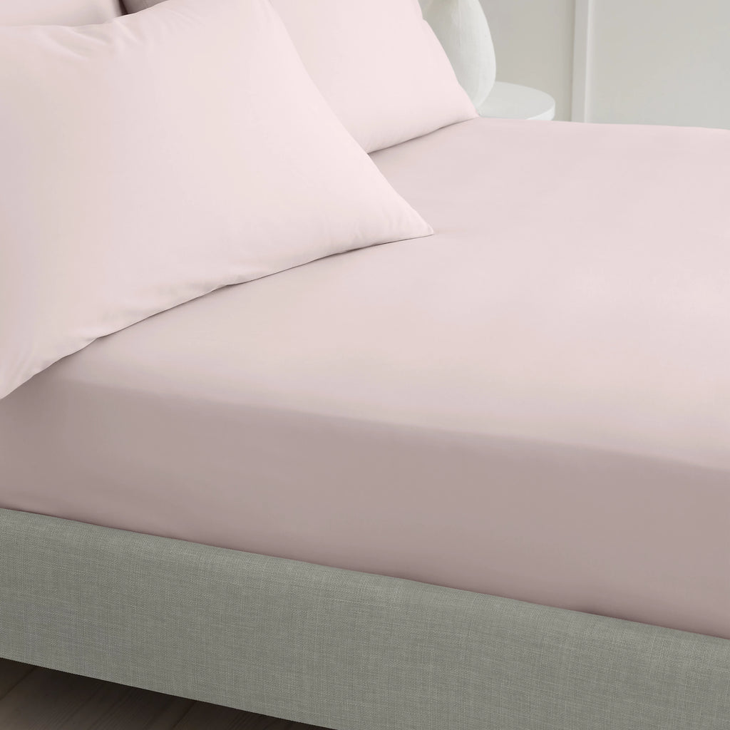 Bianca 200TC Cotton Percale Fitted Sheet Blush Pink 32cm