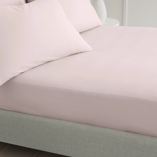 Bianca 200TC Cotton Percale Fitted Sheet Blush Pink 32cm