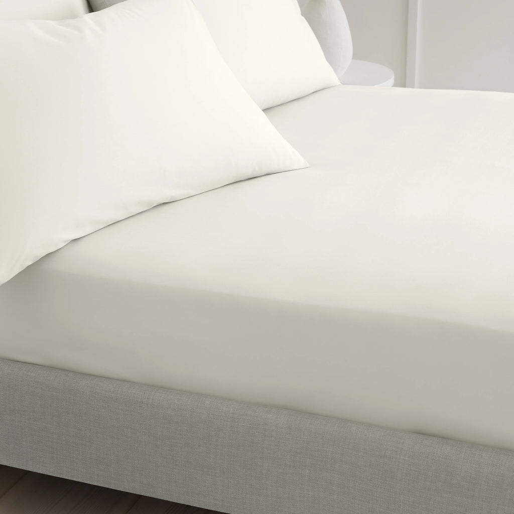 Bianca 200TC Cotton Percale Fitted Sheet Cream 32cm