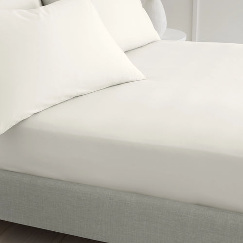 Bianca 200TC Cotton Percale Fitted Sheet Cream 32cm