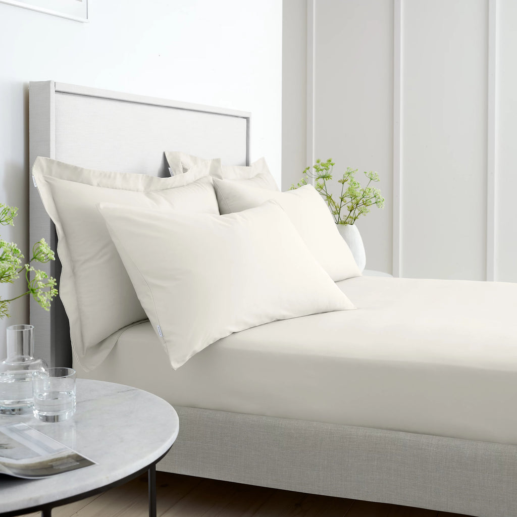 Bianca 200TC Cotton Percale Fitted Sheet Cream 32cm