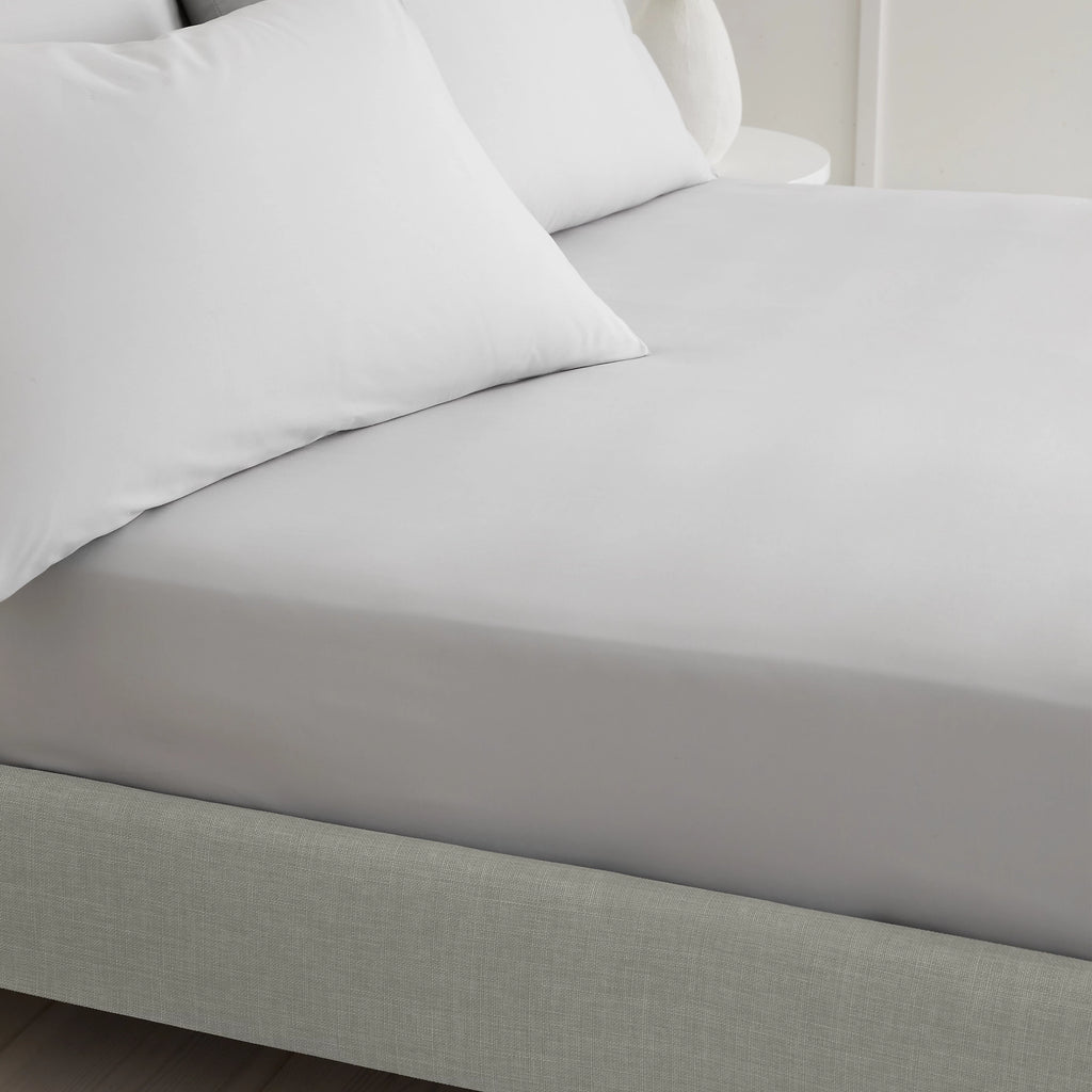 Bianca 200TC Cotton Percale Fitted Sheet Grey 32cm