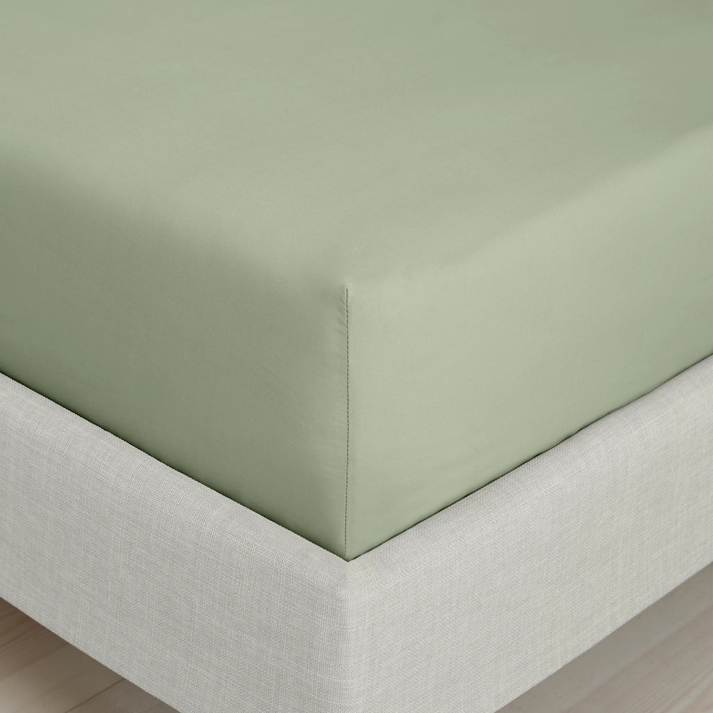 Bianca Fine Linens 200 Thread Count Cotton Percale Fitted Sheet 32cm Depth Sage Green