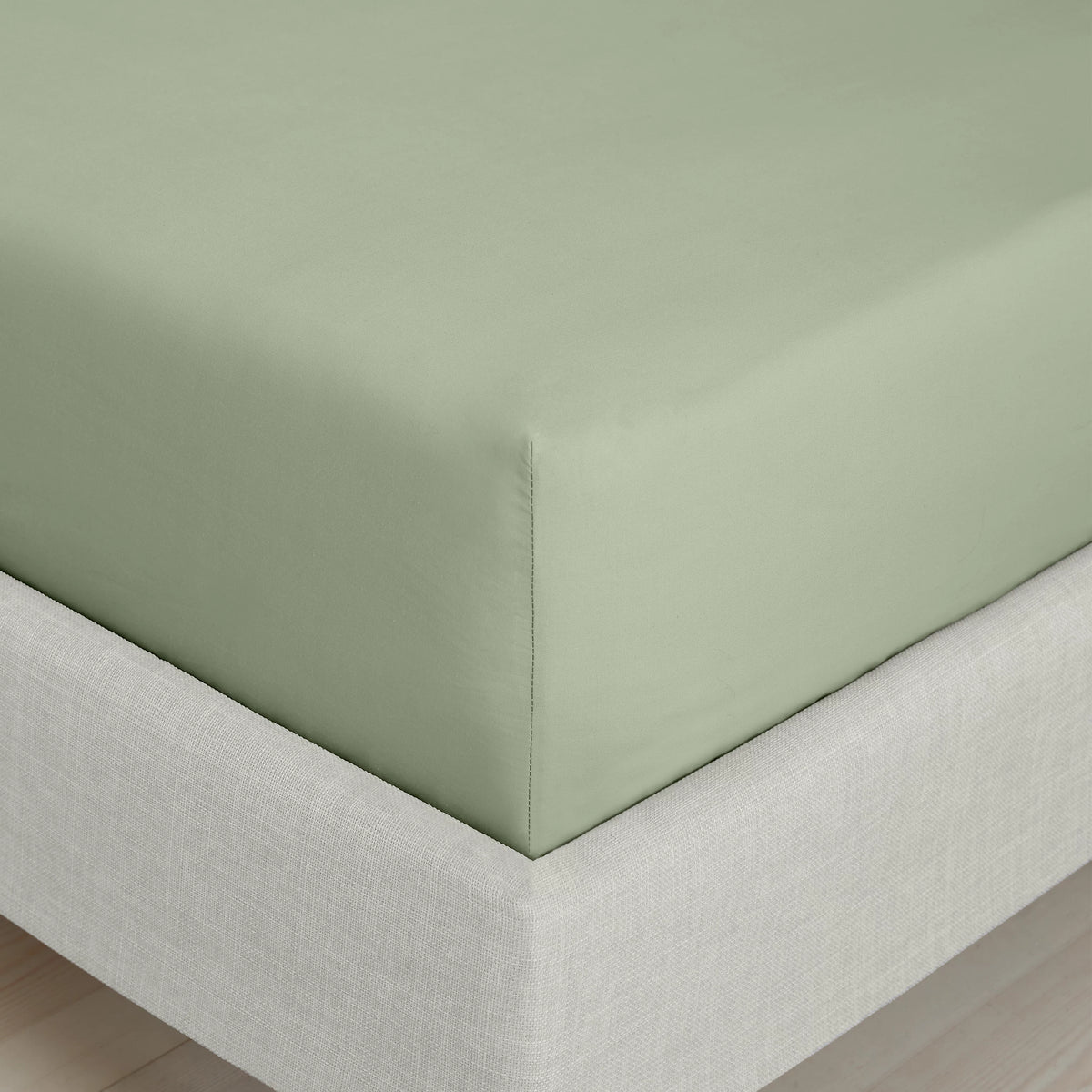 Bianca Fine Linens 200 Thread Count Cotton Percale Fitted Sheet 32cm Depth Sage Green