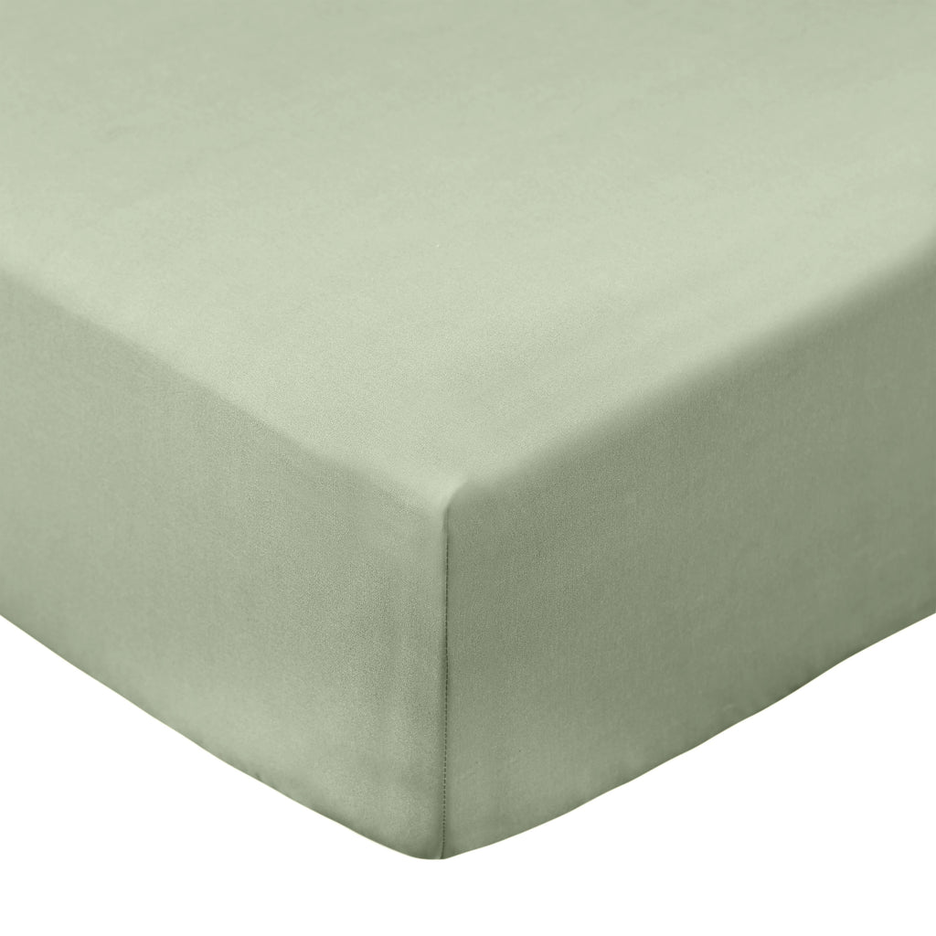 Bianca Fine Linens 200 Thread Count Cotton Percale Fitted Sheet 32cm Depth Sage Green